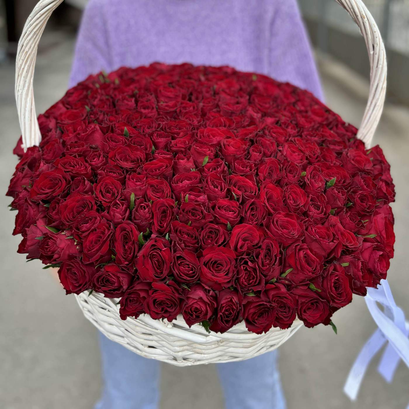 Букет из 201 красной розы в корзине