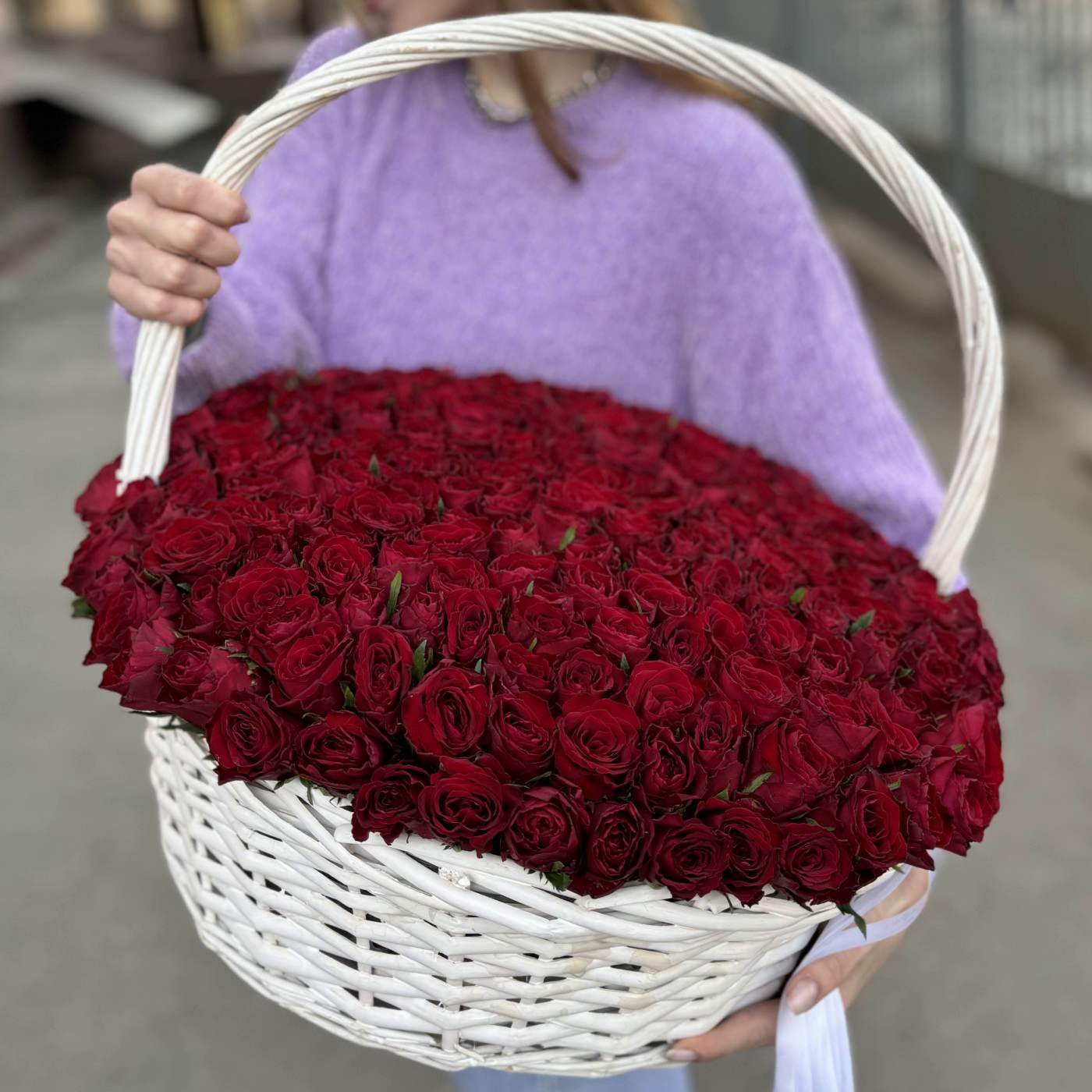 Букет из 201 красной розы в корзине