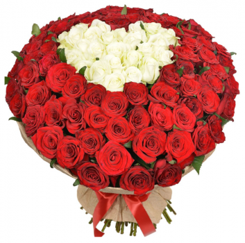 Букет из 101 розы 60 см. в виде сердца 
